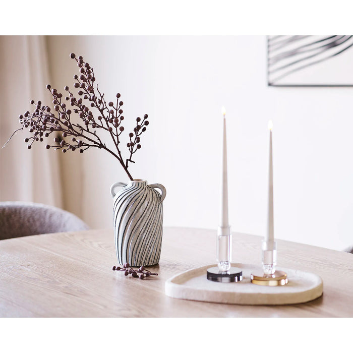 Lysestage Glas - Grå/hvid  ø9x13 cm