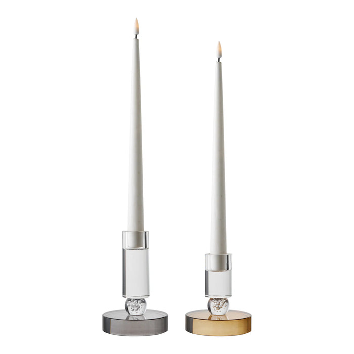 Lysestage Glas - Grå/hvid  ø9x13 cm