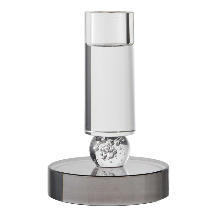 Lysestage Glas - Grå/hvid  ø9x13 cm