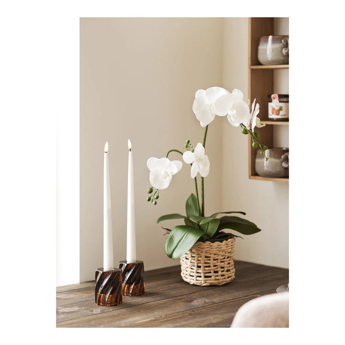 Lysestage Glas - Smoked brun sæt af 2