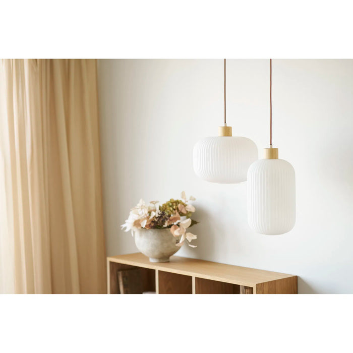 Argalo Pendel Glas/træ - Hvid ø20 cm